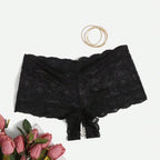 Lace Trim Open-Crotch Women's Lingerie with Pearls