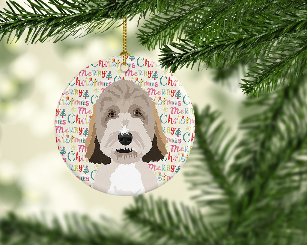 Doodle Tricolor #1 Christmas Ceramic Ornament