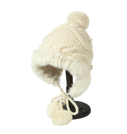 Thick Wool Cape Hat with Cute Ears | Embroidered Cap