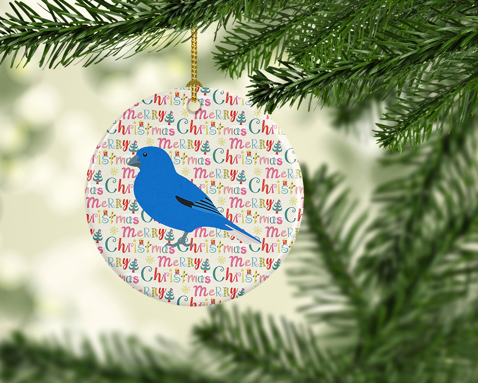 Bunting Christmas Ceramic Ornament