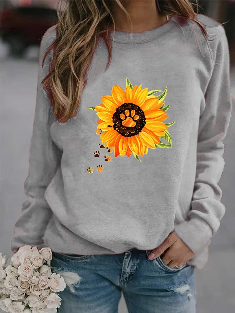Women's Long Sleeve Printed Round Neck Sweatshirt | Streetwear