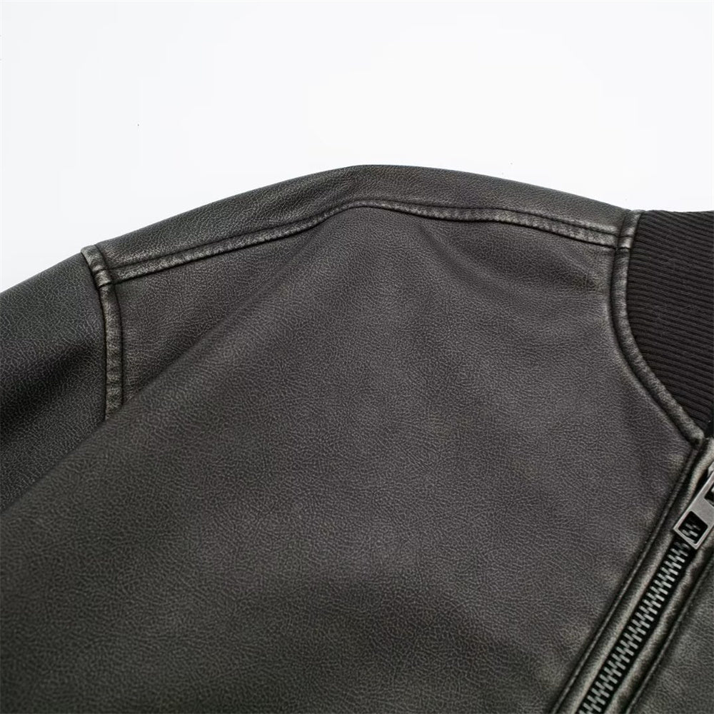 UNIZERA Women's Retro Faux Leather Pilot Jacket Coat