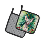 Donskoy Don Sphynx Cat By the Christmas Tree Pair of Pot Holders
