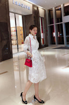 Hooded Lace Trench Coat with Embroidery and Lantern Sleeves