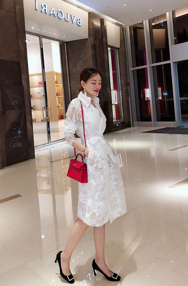 Hooded Lace Trench Coat with Embroidery and Lantern Sleeves