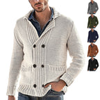 Men's Solid Color Lapel Long Sleeve Knit Jacket