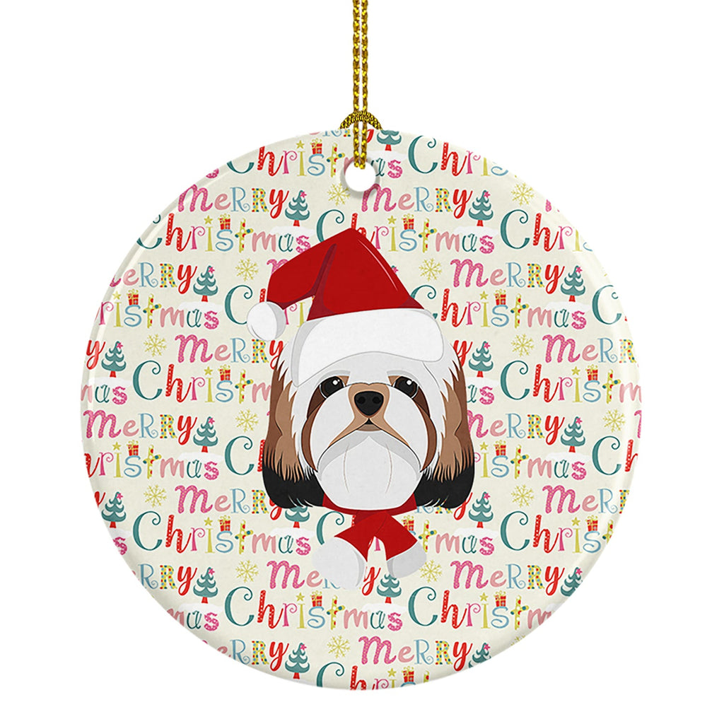 Shih Tzu Merry Christmas Ceramic Ornament