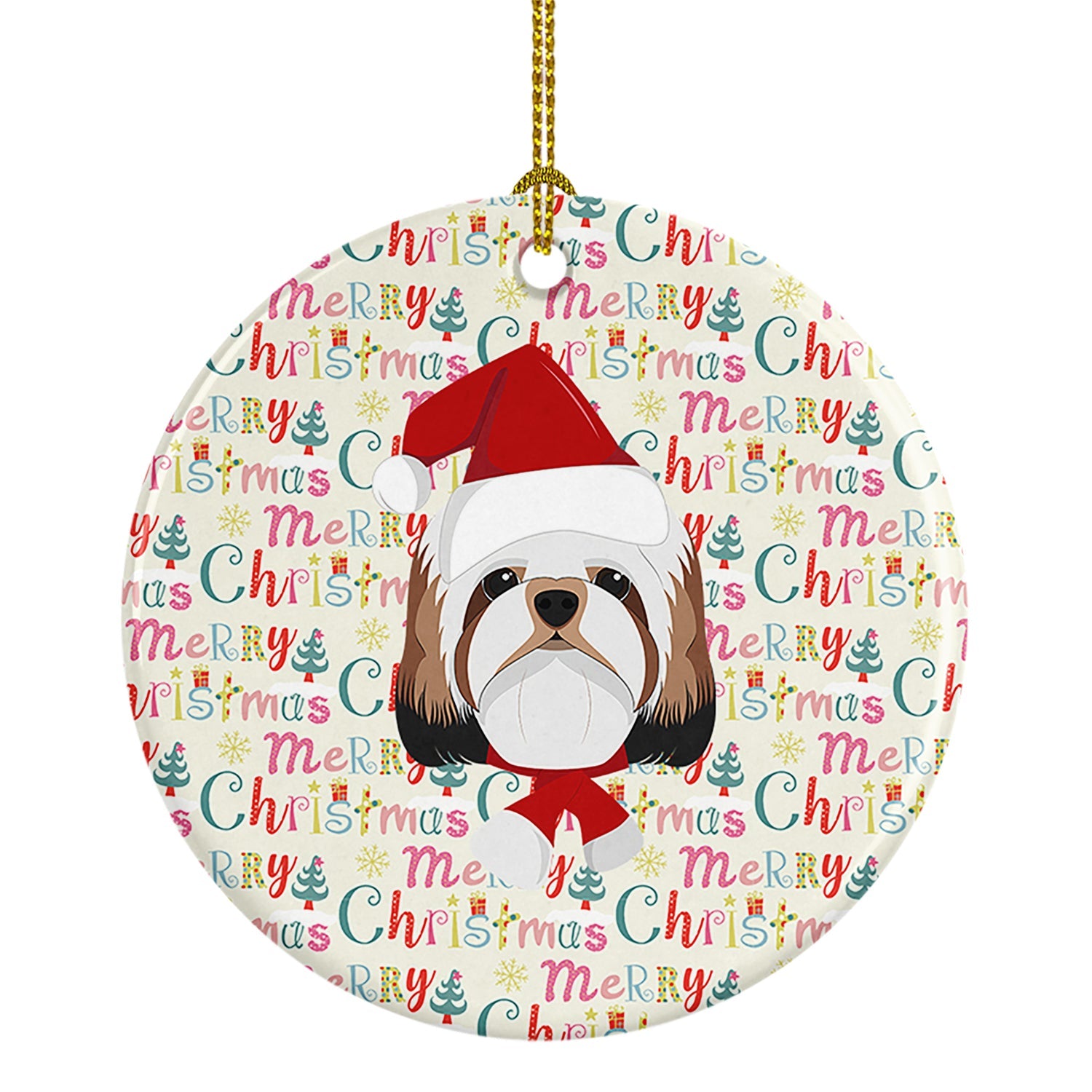 Shih Tzu Merry Christmas Ceramic Ornament
