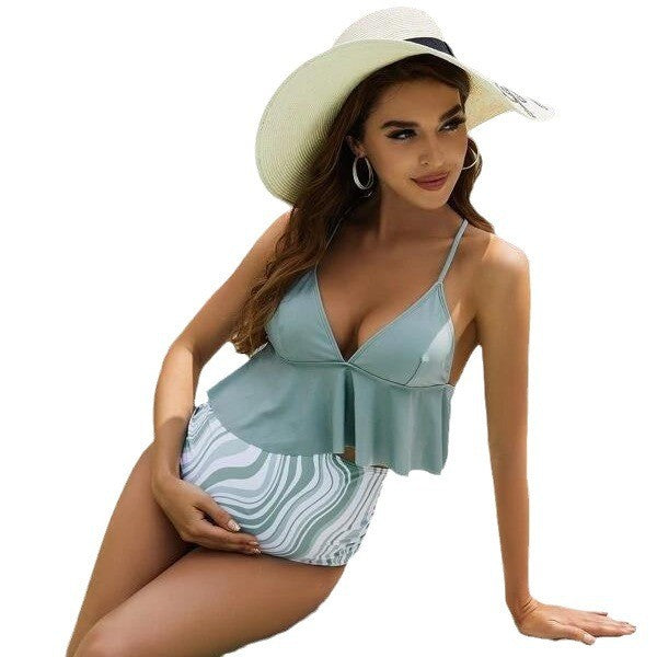 New Women's Maternity Split Printed Swimsuit