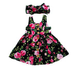 Summer Floral Dress for Toddler Girls with Bow Headband