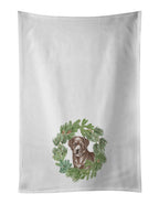 Labrador Retriever Chocolate Christmas Wreath Kitchen Towel Set of 2