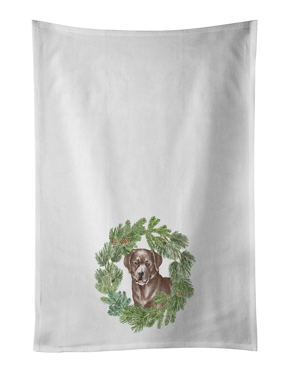 Labrador Retriever Chocolate Christmas Wreath Kitchen Towel Set of 2