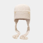 Versatile Braided Wool Warm Hat for Children | Embroidered Cap