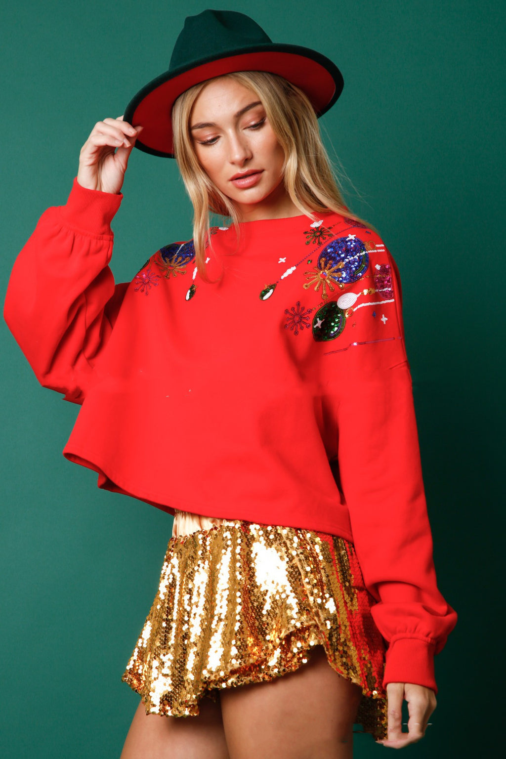 Christmas Sequined Round Neck Pullover for Women | Streetwear