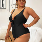 Plus Size High-Waist Solid Color Bikini Swimsuit DM202