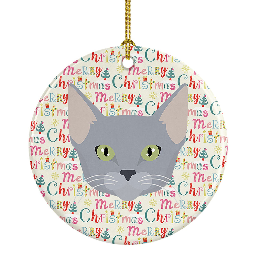 Russian Blue Cat Christmas Ceramic Ornament