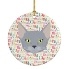 Russian Blue Cat Christmas Ceramic Ornament