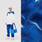 Printed Plush Sweater with Color Contrast Pullover Design