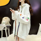 Korean Style Button Stitching Drawstring Blouse Jacket
