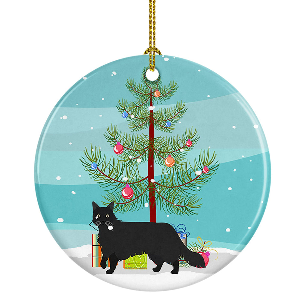 Black Chantilly Tiffany Cat Christmas Ceramic Ornament