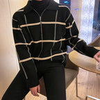 Men's Loose Fashion Knitted Plaid Sweater (Harajuku Style)