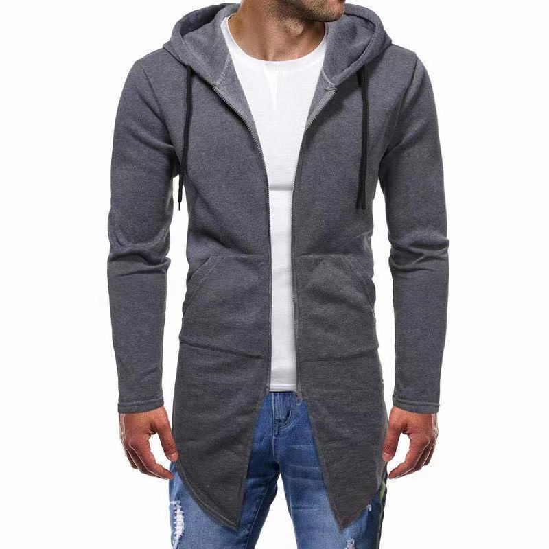 Men's Hooded Sweater Cardigan - Large Size, Mid Length