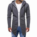 Men's Hooded Sweater Cardigan - Large Size, Mid Length