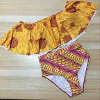 Ankara Print Off-Shoulder Ruffle High-Waist Bikini Set