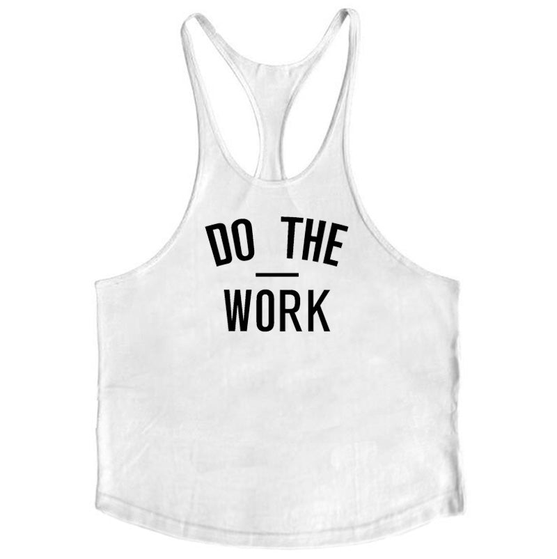 "DO THE WORK Letter Printed Muscle Fitness Tank Top"