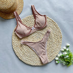 Gingham Underwire High-Cut Bikini Set