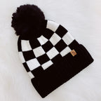 Fashion Week Checkered Pom Beanie | Embroidered Cap