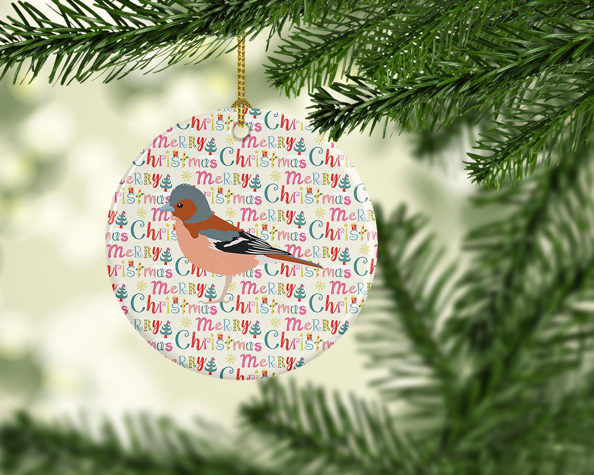 Finch Christmas Ceramic Ornament