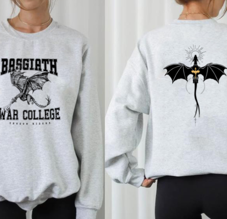 Vintage Fourth Wing Dragon Rider Sweatshirt, 2-Sided Print | Streetwear