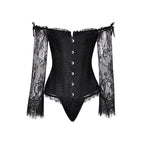 Sexy Lace Bodysuit with Back Tie and Long Sleeves