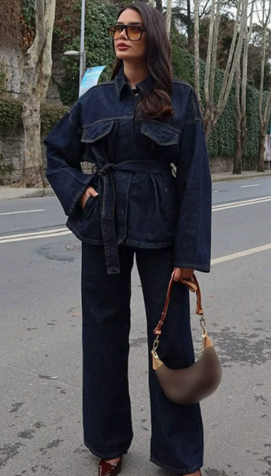Vintage Denim Jacket and Pants Set (One Set)