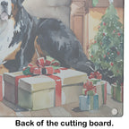 Bernese Mountain Dog Cozy Christmas Glass Cutting Board