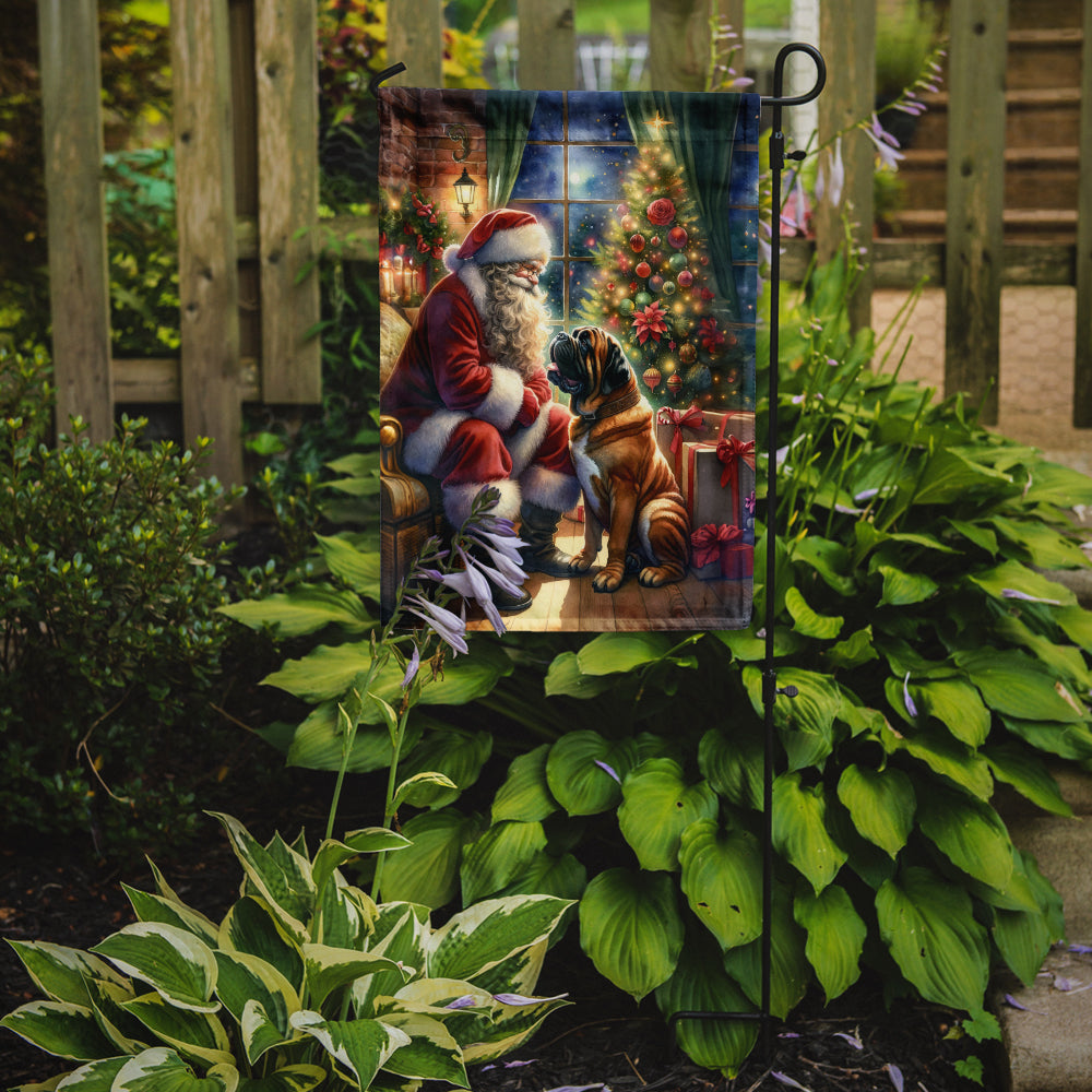 Bullmastiff and Santa Claus Garden Flag