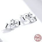 Silver Cat Stud Earrings