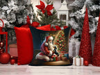 Dachshund and Santa Claus Throw Pillow