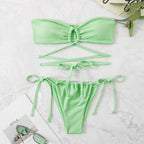 2024 New Amazon Solid Color Backless Bikini Set