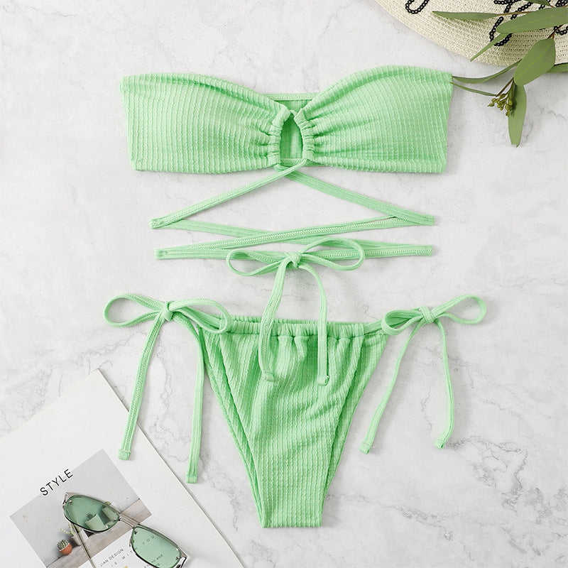 2024 New Amazon Solid Color Backless Bikini Set