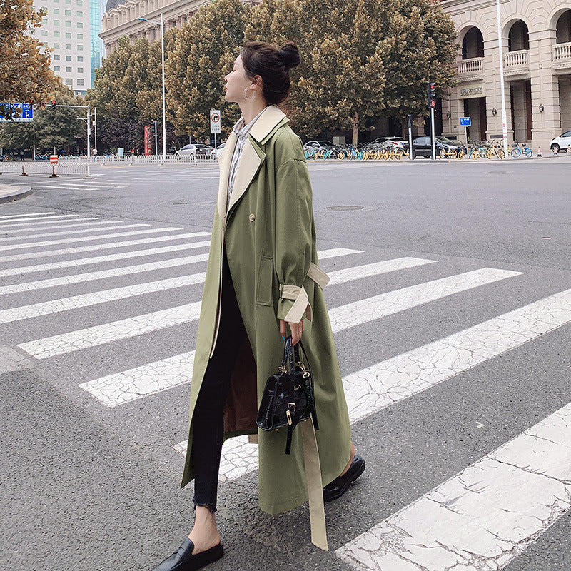 Women's Long Over-the-Knee Casual Windbreaker Jacket
