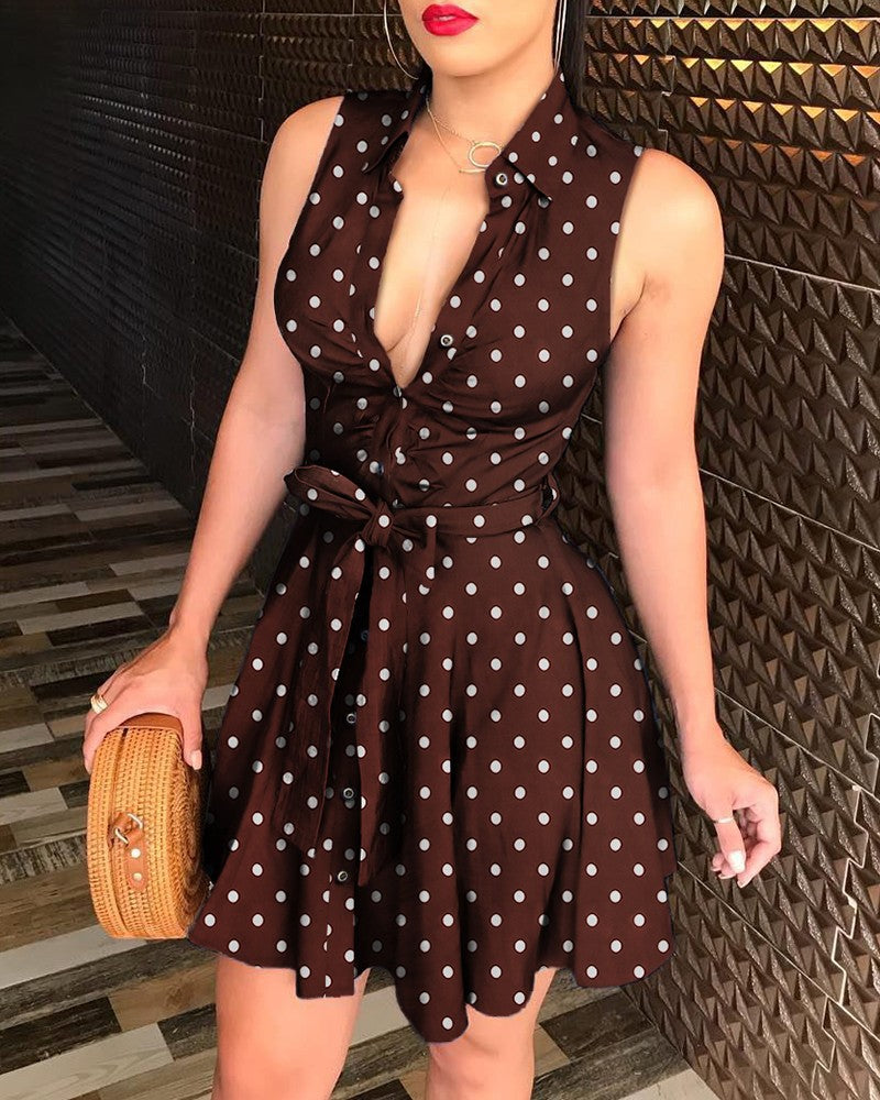 Women’s V-Neck Floral Tie Dress - Casual Sleepwear