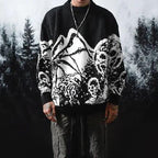 Round Neck Jacquard Spider Pattern Sweater