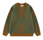 Men's Checkerboard Knit Pullover Sweater | Streetwear