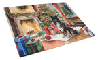 Keeshond Cozy Christmas Glass Cutting Board
