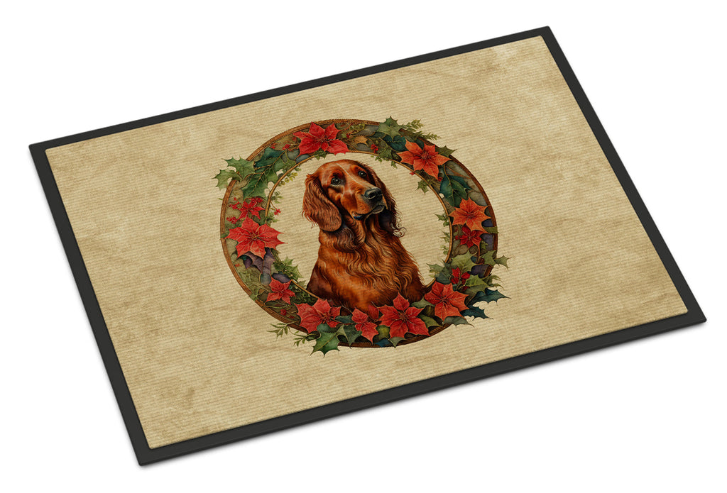 Irish Setter Christmas Flowers Doormat