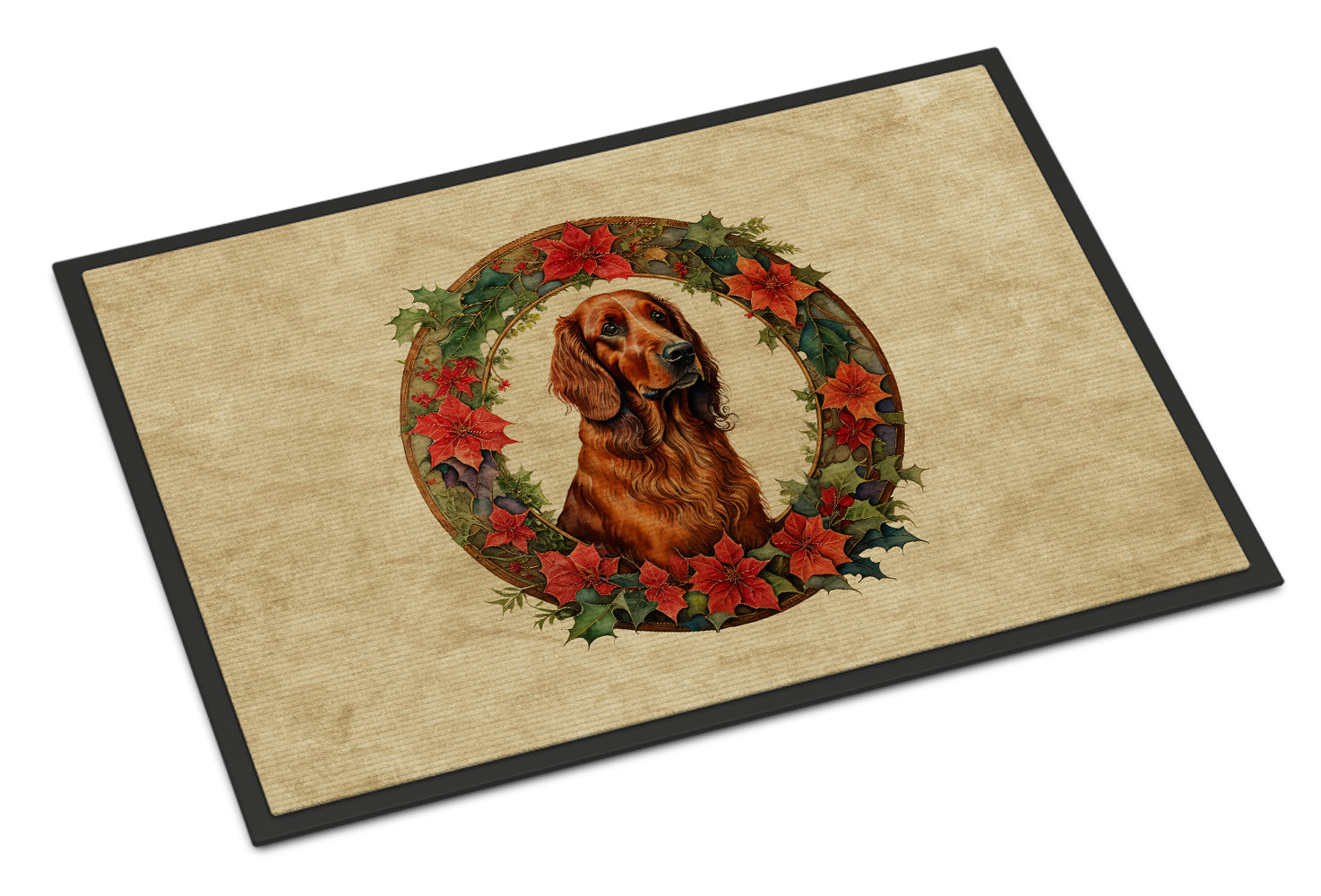 Irish Setter Christmas Flowers Doormat