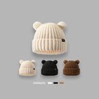 Large Edition Cute Bear Ears Loose Wool Hat | Embroidered Cap