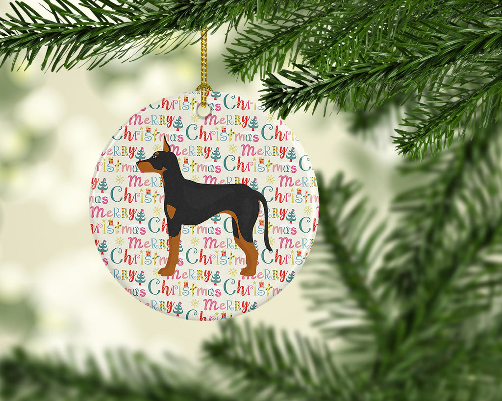 Manchester Terrier Merry Christmas Ceramic Ornament